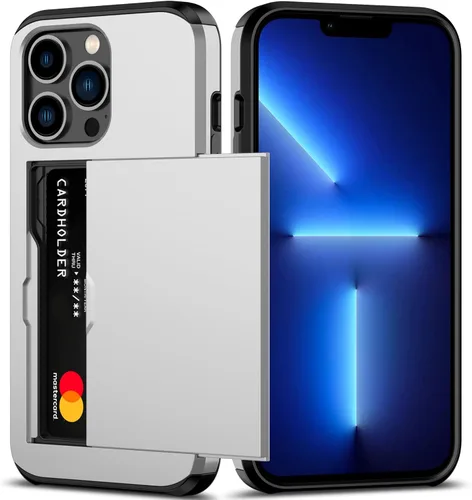 Miniatura 31 de Nvollnoe Funda para iPhone 13 con Portarjetas [Almacena 5 Tarjetas] Funda Cartera de Doble Capa Resistente de Servicio Pesado a Prueba de Golpes