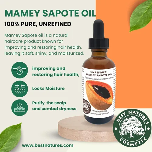 Miniatura 8 de Best Nature's Cosmetics Mamey Sapote Oil Organic - revitaliza la piel seca y el cabello con un control profundo de la humedad y el encrespamiento.
