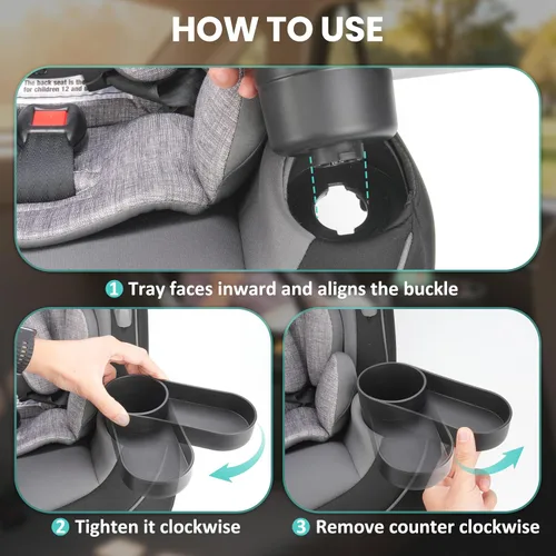 Miniatura 6 de Maxi-COSI Pria - Paquete de 2 bandejas para asiento de automóvil con portavasos para seguridad 1st EverFit & Grow and Go Cosco todo en uno