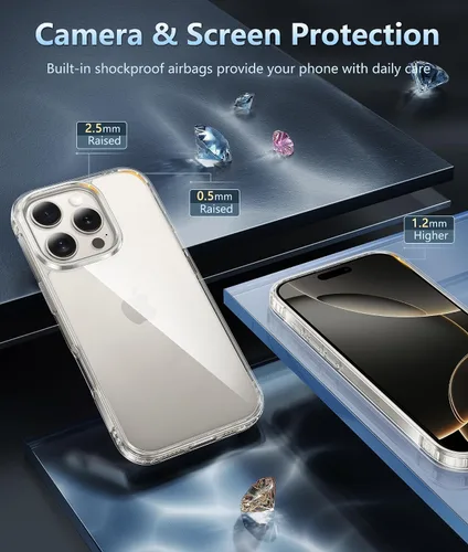 Miniatura 771 de FNTCASE Funda para iPhone 13 Pro-Max: Fundas magnéticas transparentes compatibles con Magsafe Slim anti amarillamiento protección contra caídas