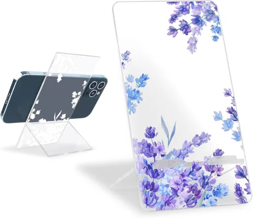 Miniatura 11 de Soporte de teléfono brillante para escritorio, bonito patrón de mármol verde transparente para niñas y mujeres, bonito soporte de acrílico