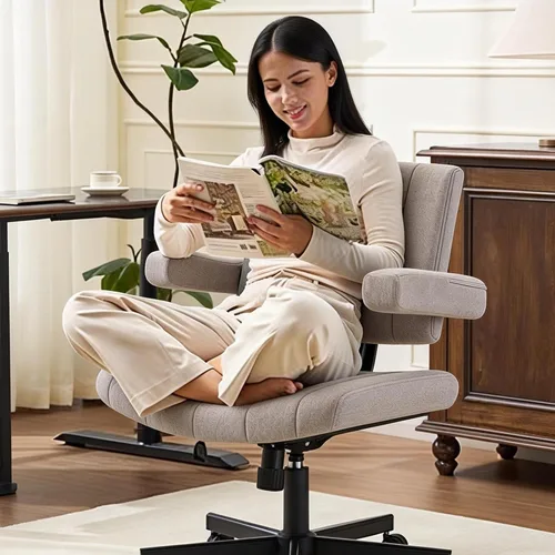 Miniatura 2 de Vigosit Silla de oficina ergonómica cruzada – Silla de escritorio ajustable con reposabrazos anchos, tela antiagarre, capacidad de 265 libras (gris)