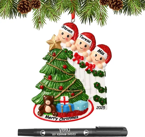 Miniatura 18 de Adornos de Navidad personalizados 2025, familia de 2, 3, 4, 5, 6, gnomo, adorno de Navidad personalizado con nombres, adornos familiares Gnomos