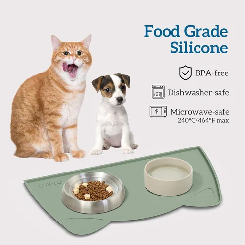 Miniatura 41 de OHMO - Tapete de silicona para alimentos para gatos, tapete de alimentación de mascotas para el piso, antideslizante e impermeable, bandeja de agua