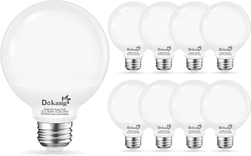Miniatura 8 de Paquete de 8 Bombillas de Luz para Baño con Base E26 de 3000K Blanco Suave, Bombillas LED Globo G25 Equivalente a Incandescente de 60 Vatios