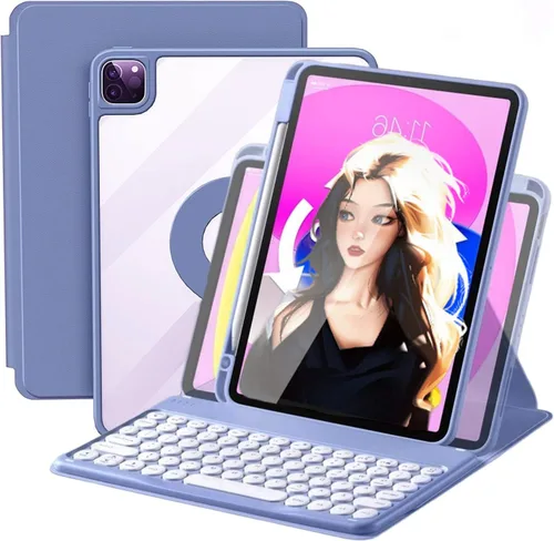 Funda de teclado para iPad de 9ª/8ª/7ª generación, funda vertical para iPad 10.2/Air3/Pro10.5 con soporte para teclado y lápiz, soporte magnético