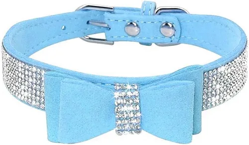 Miniatura 31 de Collares Pequeños para Perros Femeninos, Lindo Cristal de Rinstone con Pajarita de Diamante de Brillo para Cachorros para XXS XS Perros Pequeños