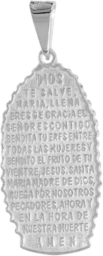Miniatura 2 de Medalla de plata de ley de 1.5in con la oración de la Virgen de Guadalupe