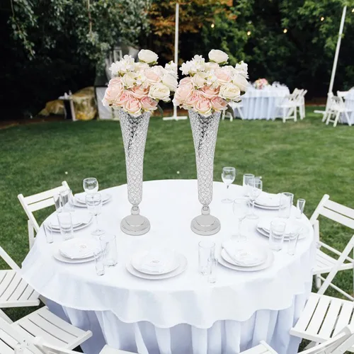 Miniatura 8 de 2 floreros de cristal para flores artificiales, centro de mesa decorativo de 22 pulgadas para boda, soporte de flores de cristal para aniversario
