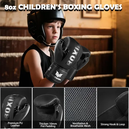 Miniatura 4 de Mesetast Saco de boxeo para niños y adolescentes, saco de boxeo para niños de 2.7 pies con guantes de boxeo de 8 onzas para jóvenes, boxeo, artes