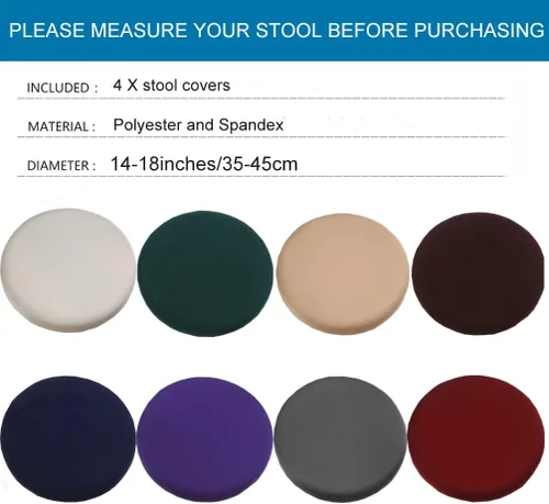 Miniatura 7 de ANWUCHEN - 4 fundas suaves para taburete, funda elástica para sillas redondas de madera y metal de 13 a 18 pulgadas (beige)