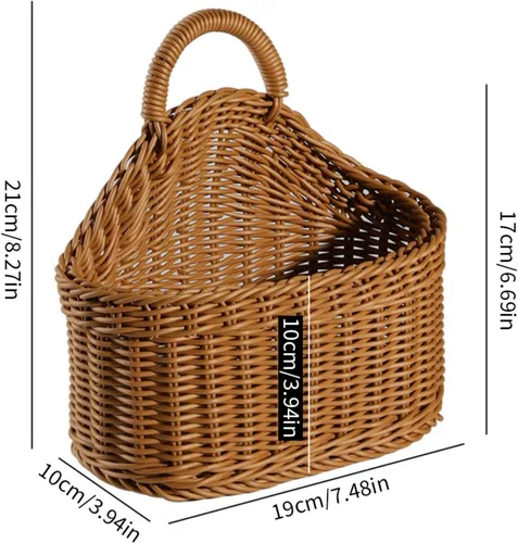 Miniatura 2 de Ochine Cesta de pared tejida colgante con asa, pequeño contenedor de almacenamiento para plantas, organización de oficina en casa y estante