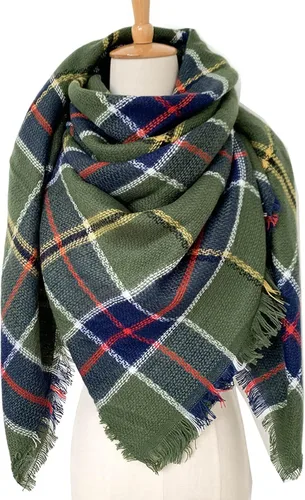 Miniatura 2 de ovticza Bufanda para mujer, para otoño, invierno, cálida, casual, larga, mullida, suave, a cuadros, bufanda para el cuello, bufanda gruesa