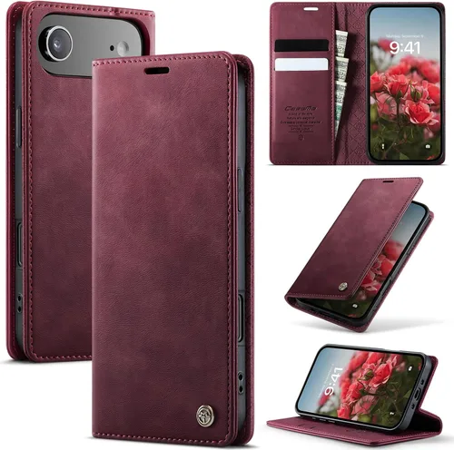 Miniatura 101 de Funda tipo cartera para iPhone 13 de piel tipo cartera con tarjetero y función atril, cierre magnético, bloqueo RFID, TPU a prueba de golpes