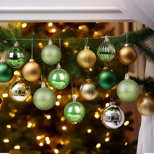 Miniatura 126 de AMS Esferas de Navidad de 2.36 pulgadas/60mm, 34 unidades, adornos grandes, decoraciones para fiestas, inastillables, colgantes festivos para Negro