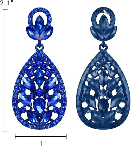 Miniatura 5 de EleQueen Aretes colgantes de cristal austriaco para mujer para boda