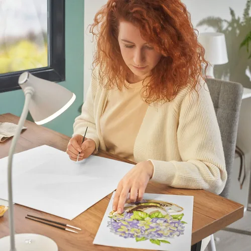 Miniatura 6 de ARTEZA Pintura por números para adultos, 12 x 16 pulgadas, 21 piezas, kit de pintura de flores de hortensias por números, 1 panel de lienzo, 12