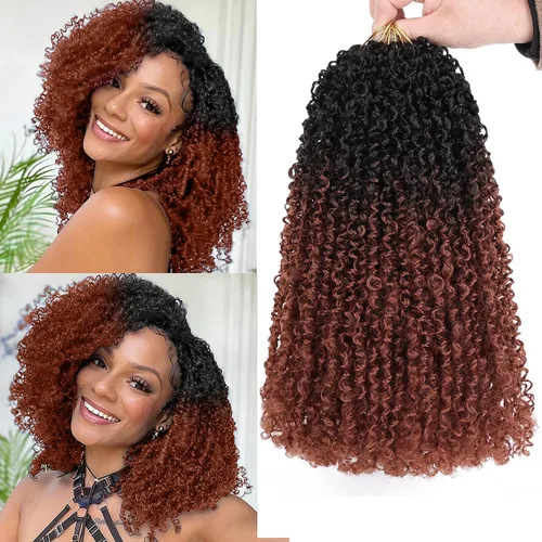 Miniatura 20 de Unionbeauty - Paquete de 8 trenzas de ganchillo Yanky Twist de 6 pulgadas, 8 paquetes, color negro natural, micro Passion Twist, extensiones