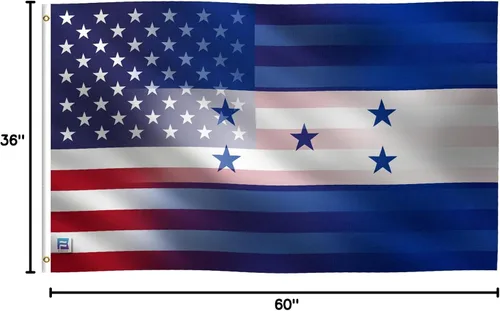 Miniatura 8 de Bandera híbrida estadounidense hondureña de 3 x 5 pies: pancarta 100% poliéster, ojales de latón y cabecera de lona fuerte, para uso en exteriores