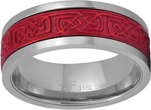 Miniatura 2 de Fantasy Forge Jewelry Anillo giratorio celta rojo para hombre y mujer de acero inoxidable vikingo nórdico antiansiedad tallas 5-17 Metal no precioso