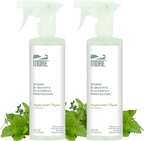 Limpiador y Protector de Piedra y Cuarzo MORE - Fórmula a Base de Agua para Superficies de Piedra Natural y Cuarzo (Pinta 16 oz - Paquete Doble)