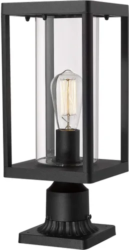 Miniatura 12 de Beionxii Lámpara colgante para exteriores, moderna linterna colgante exterior para porche, aluminio fundido negro con vidrio cilíndrico transparente