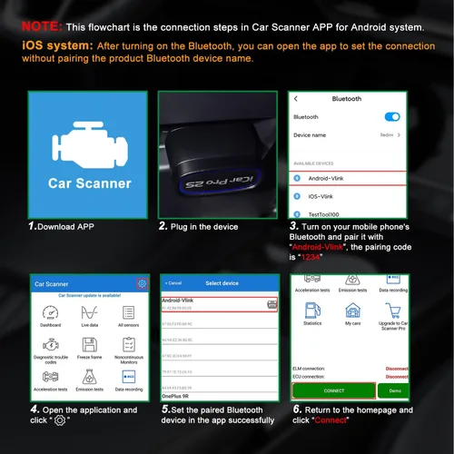 Miniatura 4 de Vgate iCar Pro 2S - Escáner Bluetooth OBD2, herramienta de diagnóstico de coche, lector de código para Android, iOS y Windows, color negro