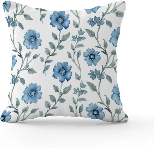 Miniatura 2 de Mughal - Funda de almohada de flor en monzón, diseño de loto azul, funda de cojín moderna, decorativa, decoración del hogar para sofá, cama