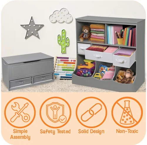 Miniatura 3 de Badger Basket Organizador apilable de almacenamiento de juguetes de dos cubos para niños, almacenamiento duradero en la habitación de los niños