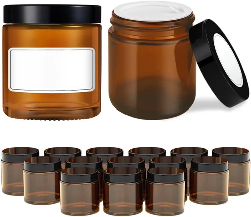 Miniatura 12 de Tarros de vidrio pequeños de 4 oz con tapas, Tecohouse Tarros de vidrio transparente con tapas negras y revestimientos interiores, mini contenedores