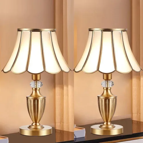 Miniatura 8 de Lámpara de mesa de latón lámpara de noche retro estudio pantalla de vidrio lámpara de mesa decoración del hogar lámpara de mostrador de mesita