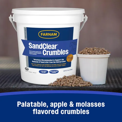 Miniatura 7 de Farnam SandClear Psyllium Crumbles Suplemento para caballos, ayuda a eliminar la arena del colon y apoya la salud digestiva, sabor a manzana/melaza