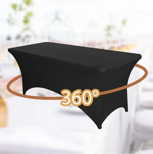 Miniatura 4 de PTC21B - Juego de 6 manteles elásticos de 6 pies, color negro, rectangular, ajustable, lavable, de elastano, para fiestas, bodas, cócteles