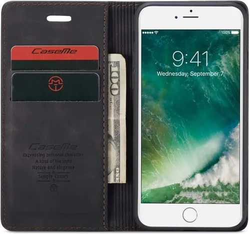 Miniatura 2 de SINIANL Funda para iPhone 7/8, funda de cuero tipo billetera con tarjetero cierre magnético Kickstand a prueba de golpes fundas protectoras