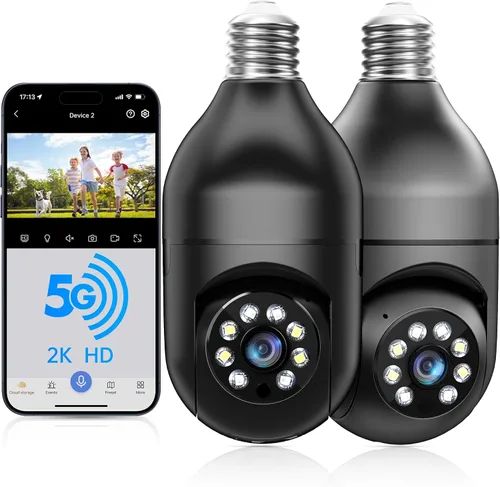 Miniatura 8 de WESECUU Cámara de seguridad de bombilla - WiFi 5G y 2.4GHz 2K, cámaras de seguridad inalámbricas para exteriores con detección de movimiento