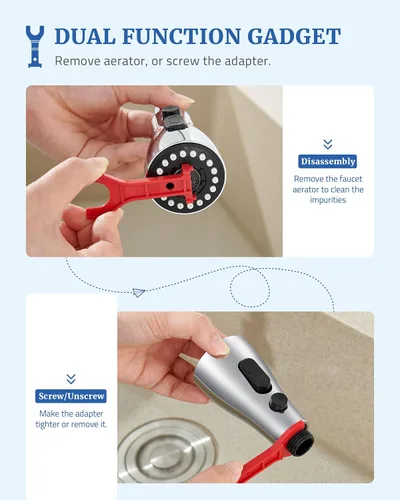 Miniatura 4 de Repuesto de cabezal de grifo de cocina con 15 adaptadores, 3 funciones, cabezal rociador extraíble para grifo de cocina, boquilla de cabezal Cromo