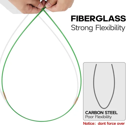 Miniatura 6 de FTIHTRY Varillas Luminosas de Fibra de Vidrio de 45 Pies para Pasar Cable Eléctrico, Varillas de Pesca Kit Eléctrico con 8 Accesorios Diferentes
