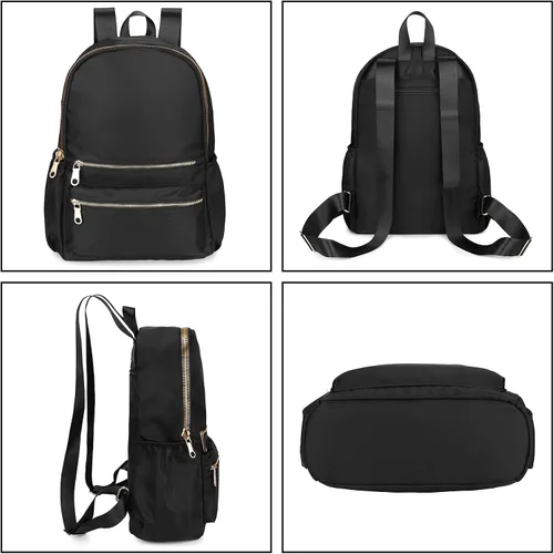 Miniatura 3 de Uromee Mochila para mujer, bolsa de hombro impermeable de nailon para viaje, 1-negro, Mochilas Daypack