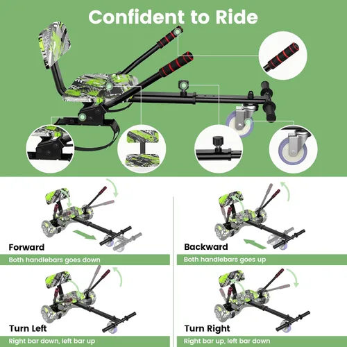 Miniatura 5 de SISIGAD Scooter Seat Attachment, 6.5'' Self Balancing Scooters Go Kart with Bluetooth and LED Lights