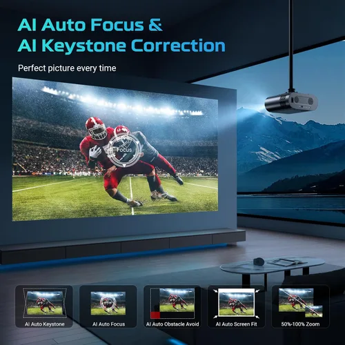 Miniatura 7 de [Google TV/control de voz] Proyector inteligente GooDee 4K UHD con WiFi y Bluetooth, proyector de películas portátil aplicable a Prime Video, Negro