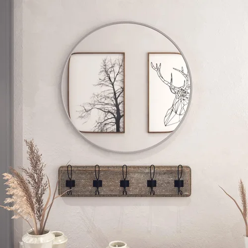 Miniatura 2 de HBCY Creations Espejo redondo mediano, espejo de pared plateado de 24 pulgadas para entrada, baño, sala de estar y más, espejo minimalista moderno