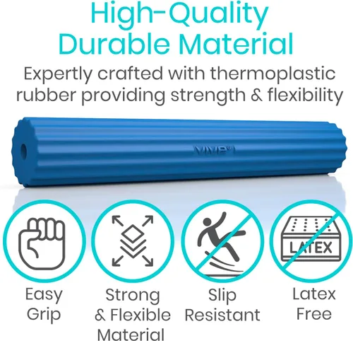 Miniatura 4 de Vive Barra de terapia flexible para alivio del codo de tenis (mediana), ayuda a la terapia física, mejora la tendinitis y la fuerza de agarre, azul