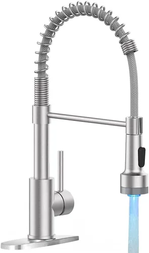 Miniatura 9 de Grifo de cocina sin contacto con rociador extraíble, luz LED, grifo de fregadero de cocina de una sola manija, sensor de movimiento, manos libres, A
