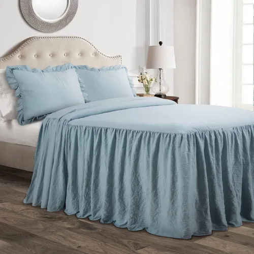 Miniatura 17 de Lush Decor Juego de colcha con falda de volantes - Juego de ropa de cama de granja de 3 piezas de lujo - Detalle elegante de volantes - Estilo Blanco