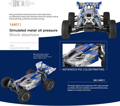Miniatura 7 de GoolRC WLtoys 144011 - Autos RC para adultos, auto de control remoto a escala 1:14, 4WD 65 KM/H, auto de carreras RC de alta velocidad, 2.4 GHz