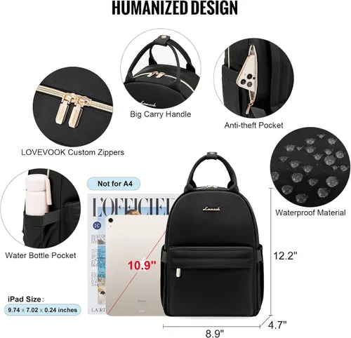 Miniatura 4 de LOVEVOOK Mini mochila para mujer, bonita mochila pequeña, mochila ligera a la moda para el trabajo, viajes, mochila diaria