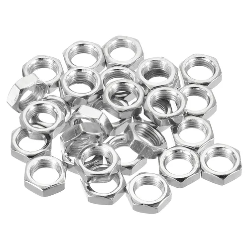 PATIKIL Tuercas hexagonales de acero M10 x 1.0, paquete de 30 tuercas metálicas chapadas en zinc, tornillos de tuerca de 0.197 in de altura