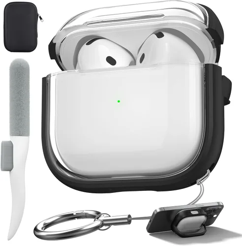 Miniatura 44 de Valkit Funda compatible con AirPods Pro, transparente con kit de limpieza, funda protectora de TPU suave para AirPods Pro Gen 2nd/1st 2023/2022/2019