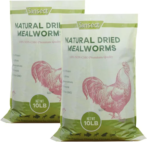 Miniatura 9 de SANSECT Gusanos de harina secos de 5 libras, gusanos de harina secos 100% naturales sin OMG para pollos, alimento para pollos con alto contenido