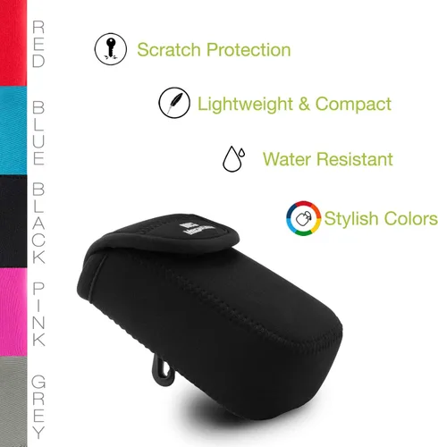 Miniatura 5 de MegaGear Nikon Coolpix W300, AW130, Ricoh WG-30W, WG-50 Funda de neopreno ultra ligera para cámara, con mosquetón, color negro, MG1276, piel